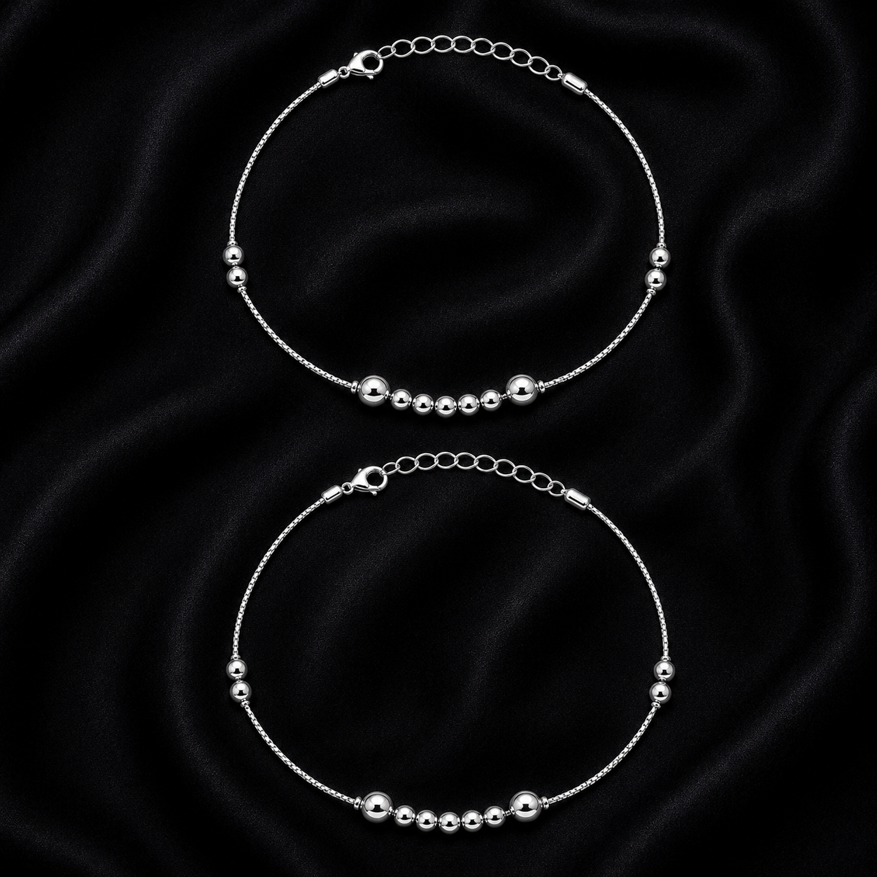 Radiant Bead 925 Silver Anklet