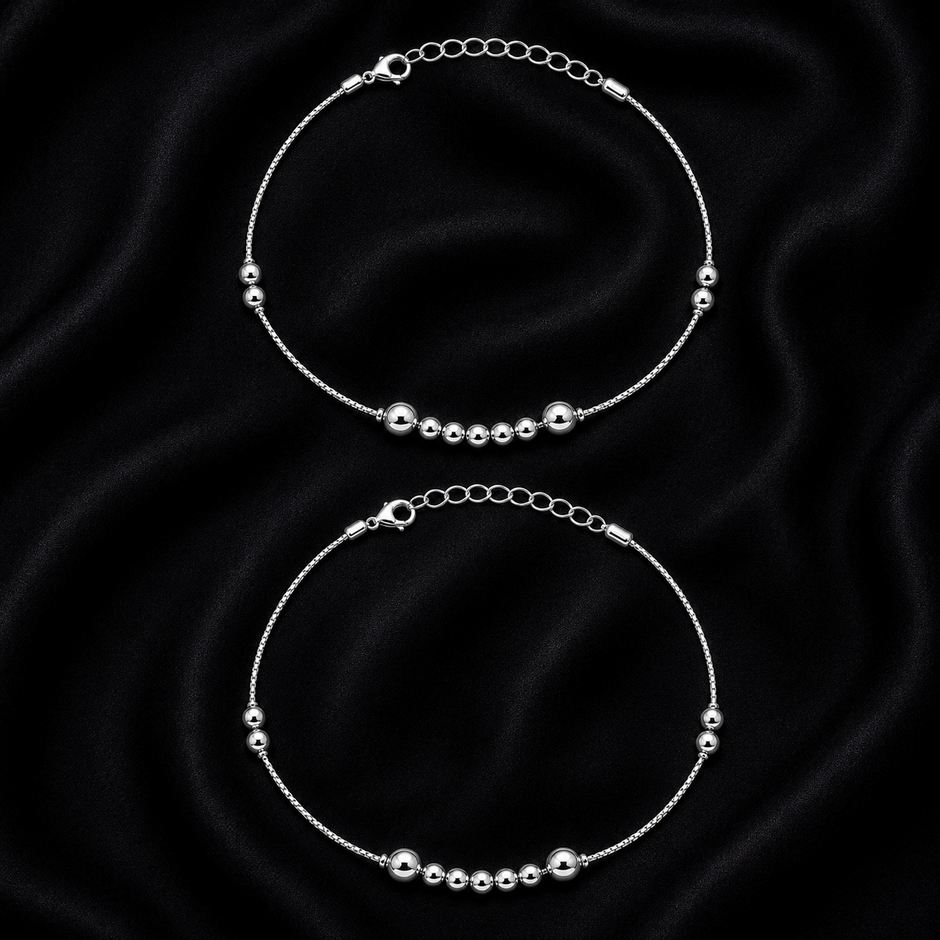 Radiant Bead 925 Silver Anklet