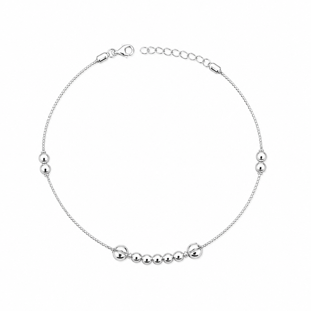 Radiant Bead 925 Silver Anklet