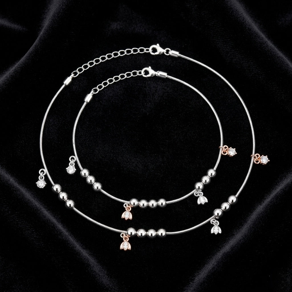 Rose Glow 925 Silver Anklet