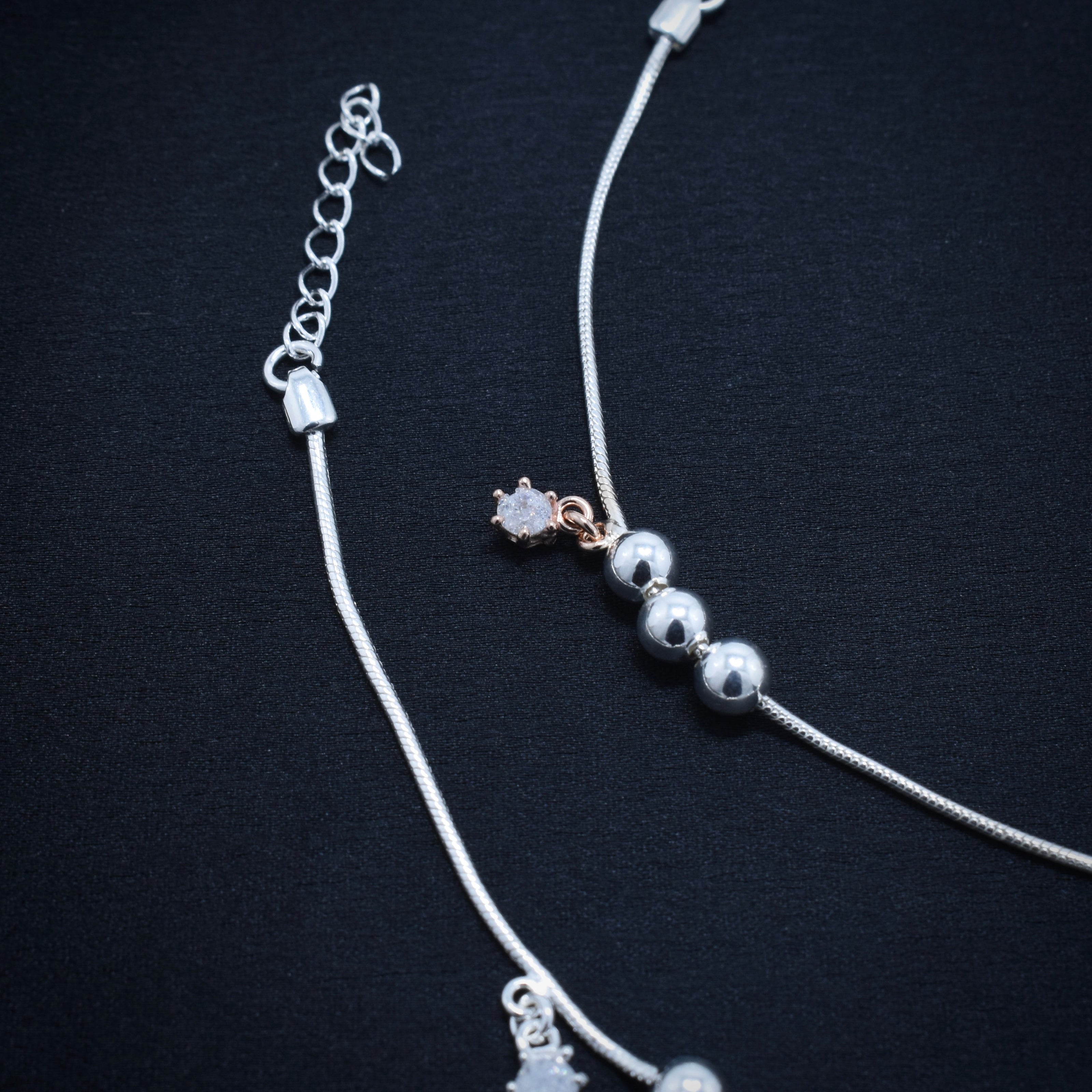 Floral Drop Silver Anklet