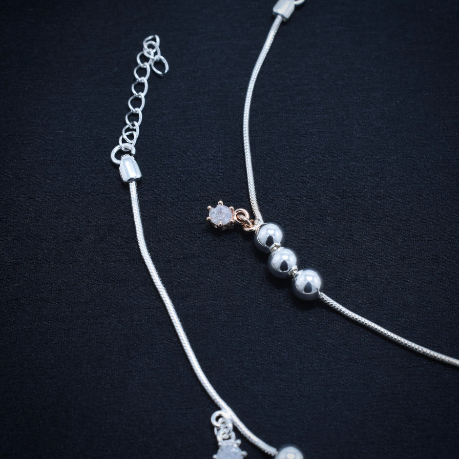 Floral Drop Silver Anklet
