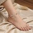 Floral Drop Silver Anklet