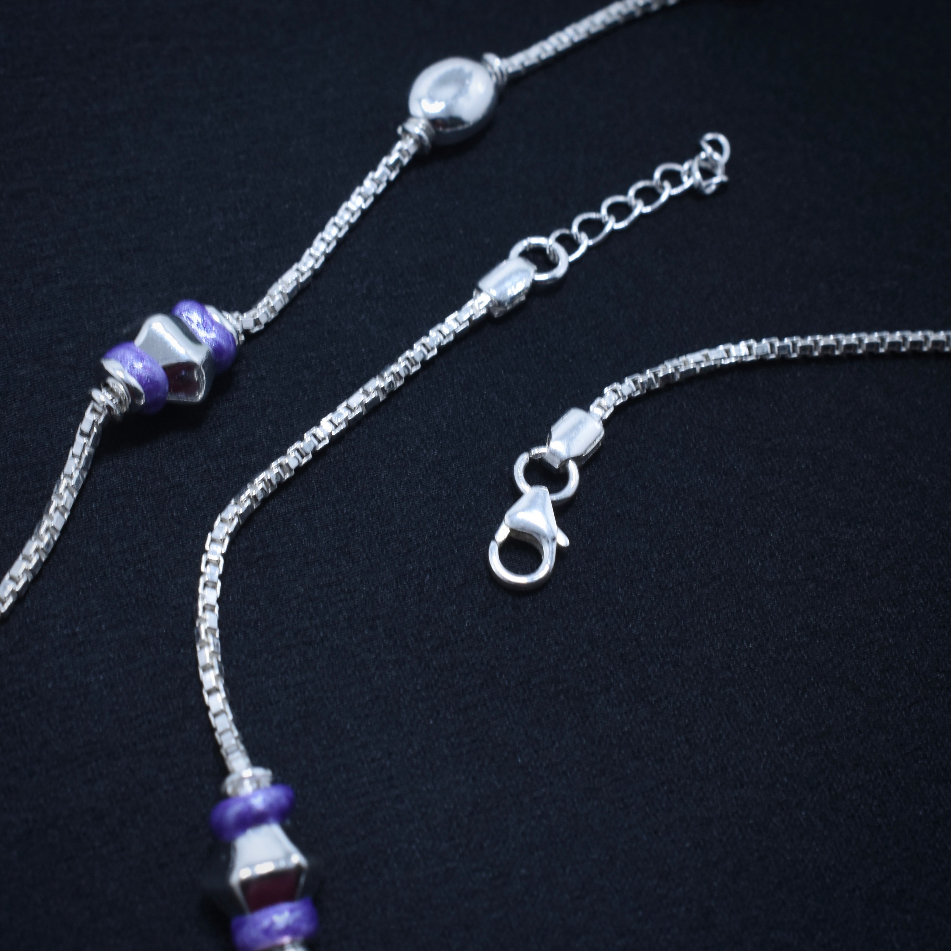 Purple Iris 925 Silver Anklet