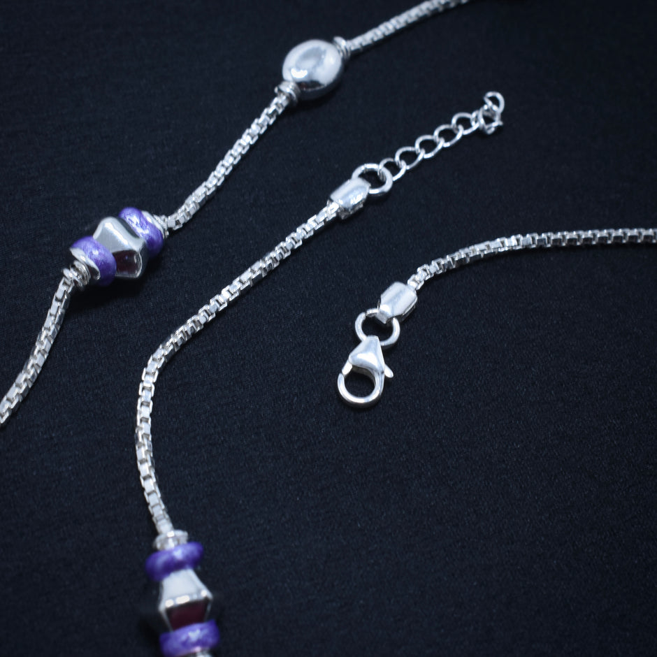 Purple Iris 925 Silver Anklet