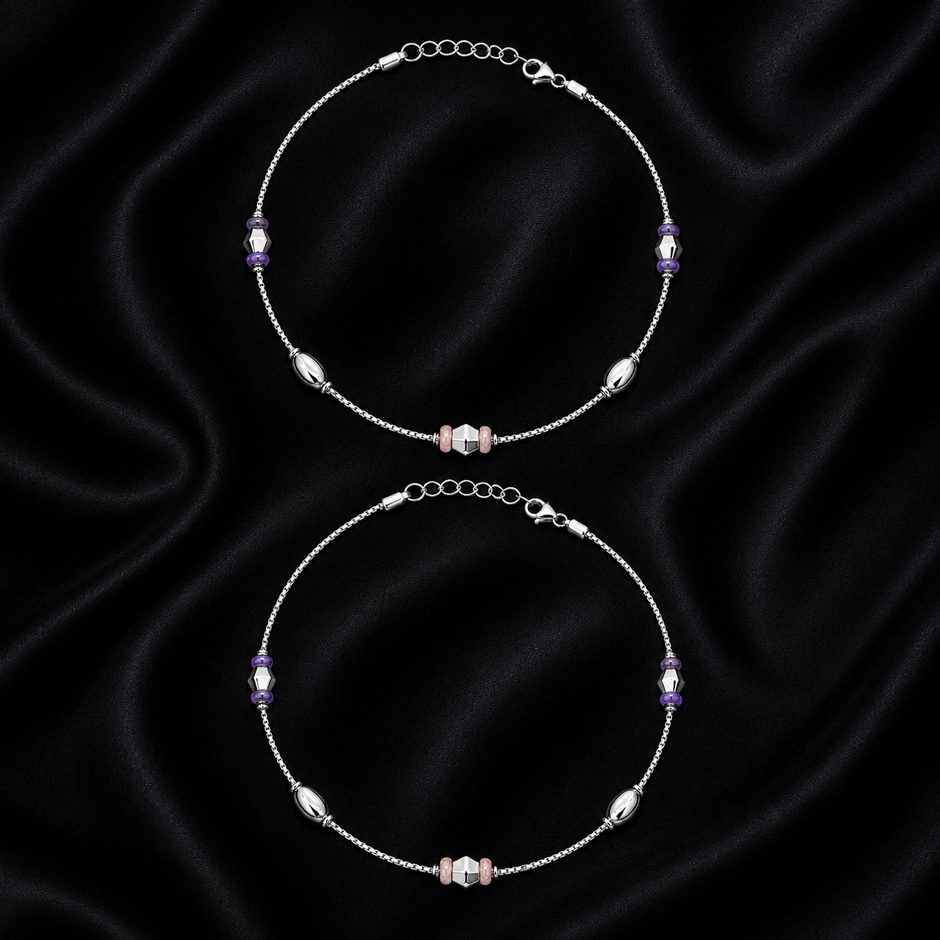 Purple Iris 925 Silver Anklet