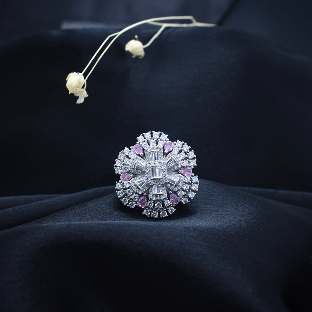 Silver Petal Cluster Glimmer Ring