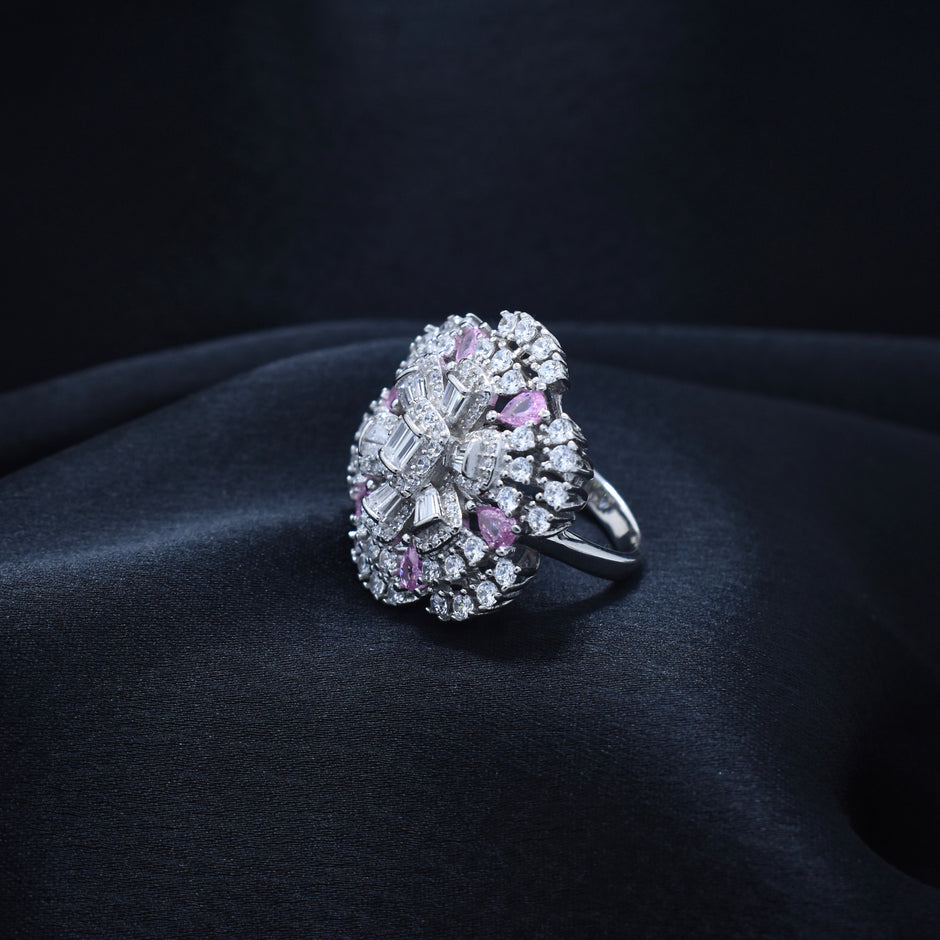 Silver Petal Cluster Glimmer Ring