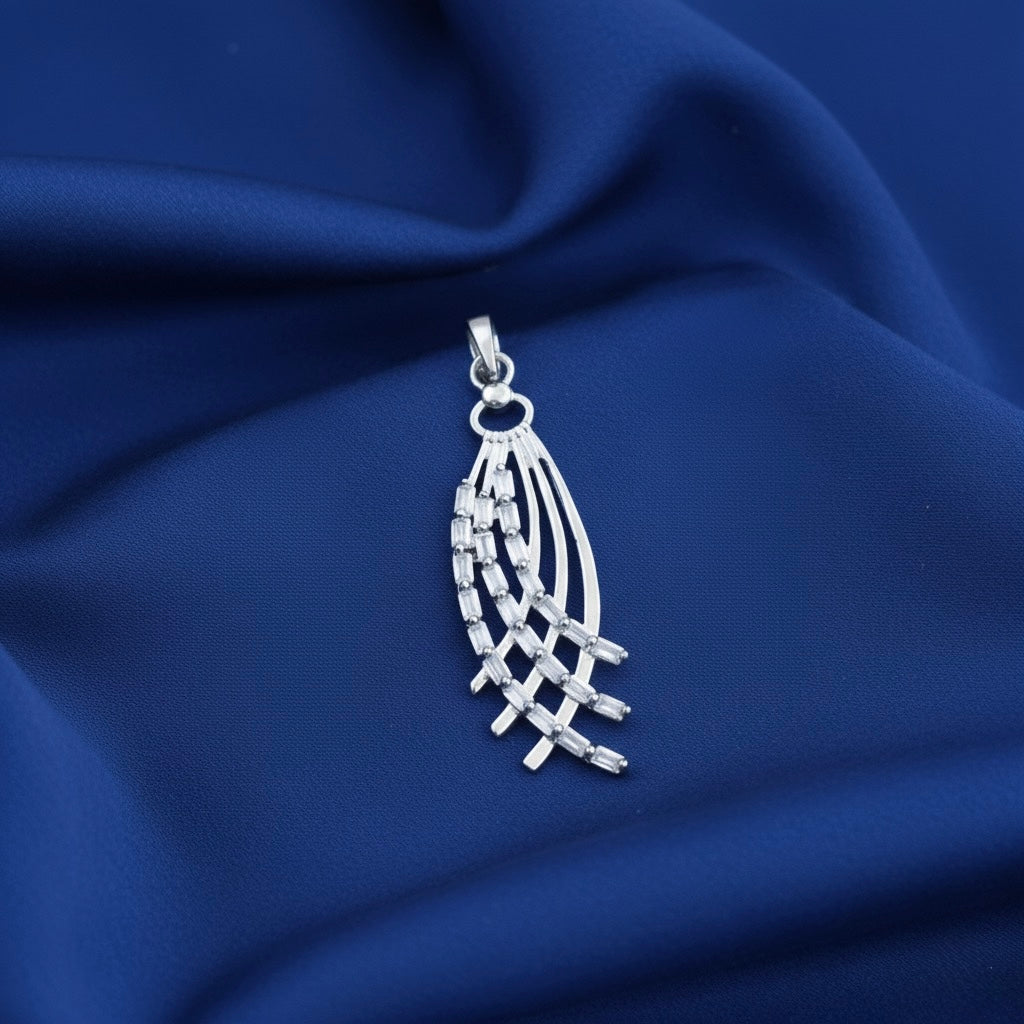 Crystal Plume Silver Pendant Set