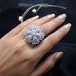 Silver Petal Cluster Glimmer Ring