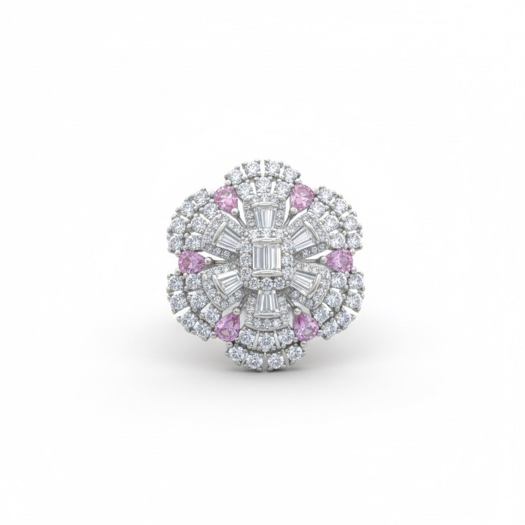 Silver Petal Cluster Glimmer Ring