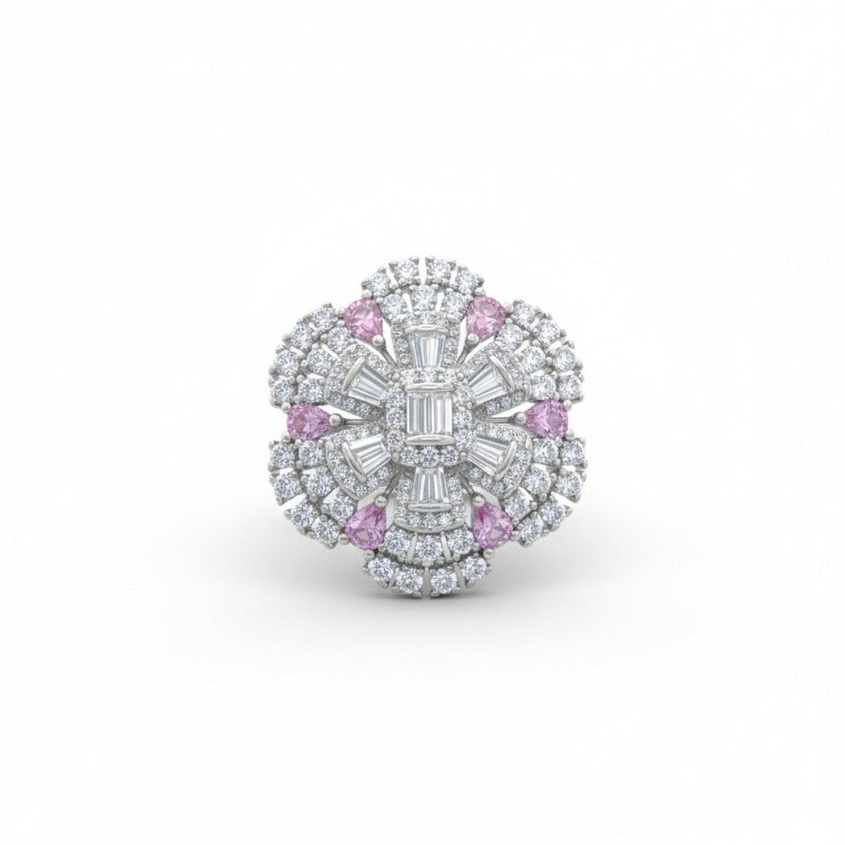 Silver Petal Cluster Glimmer Ring