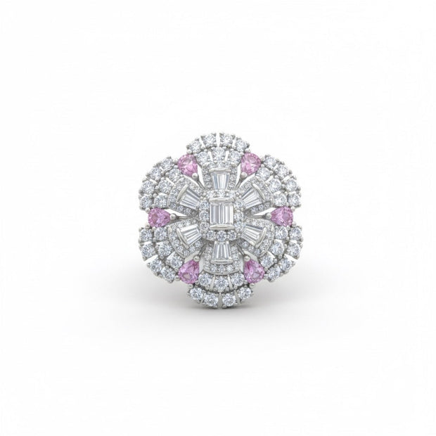 Silver Petal Cluster Glimmer Ring