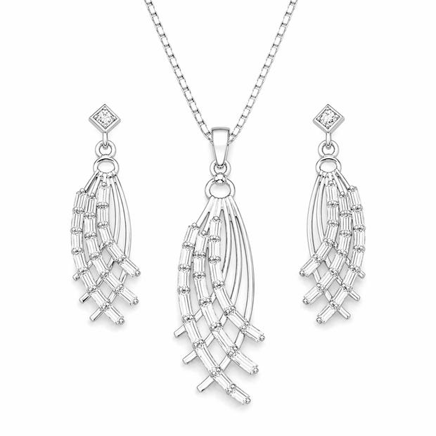 Designer Drop Pendant Set with Chain and Earrings