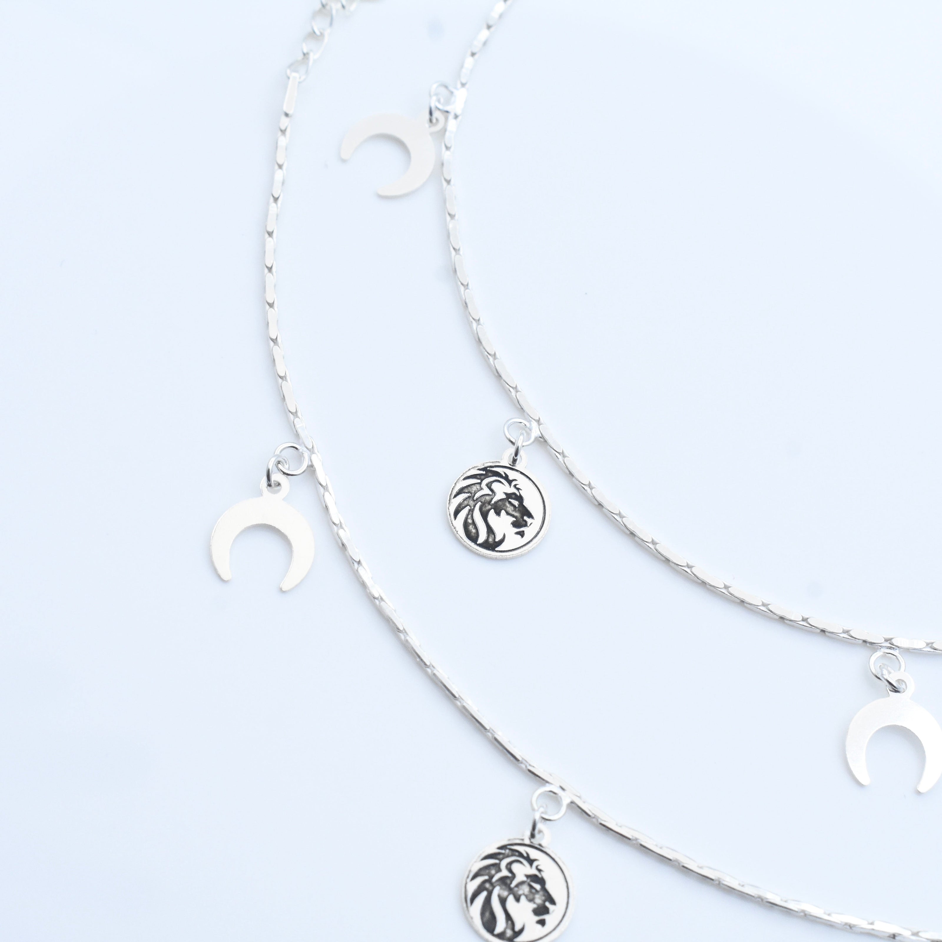 Moon Charm Silver Anklet