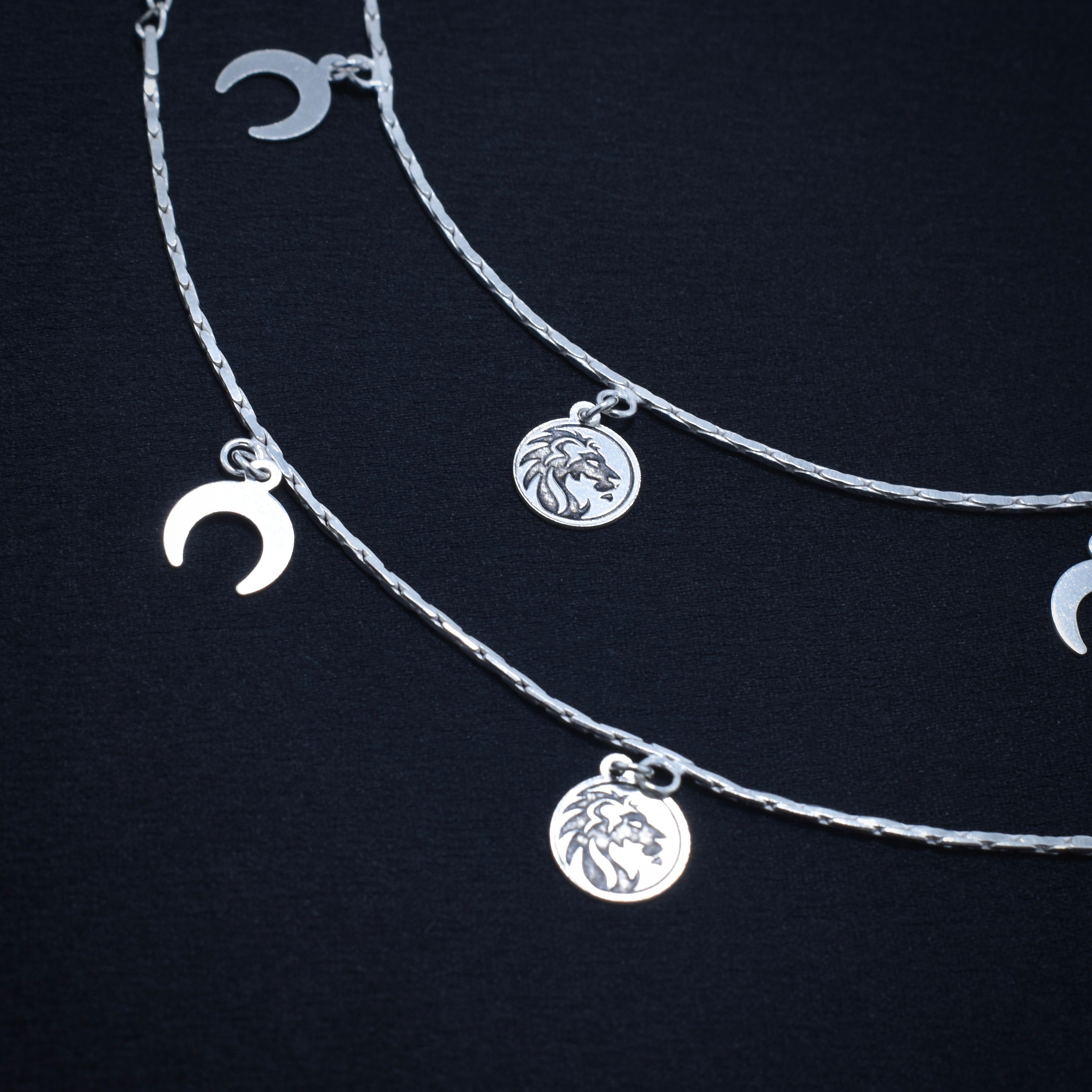 Moon Charm Silver Anklet