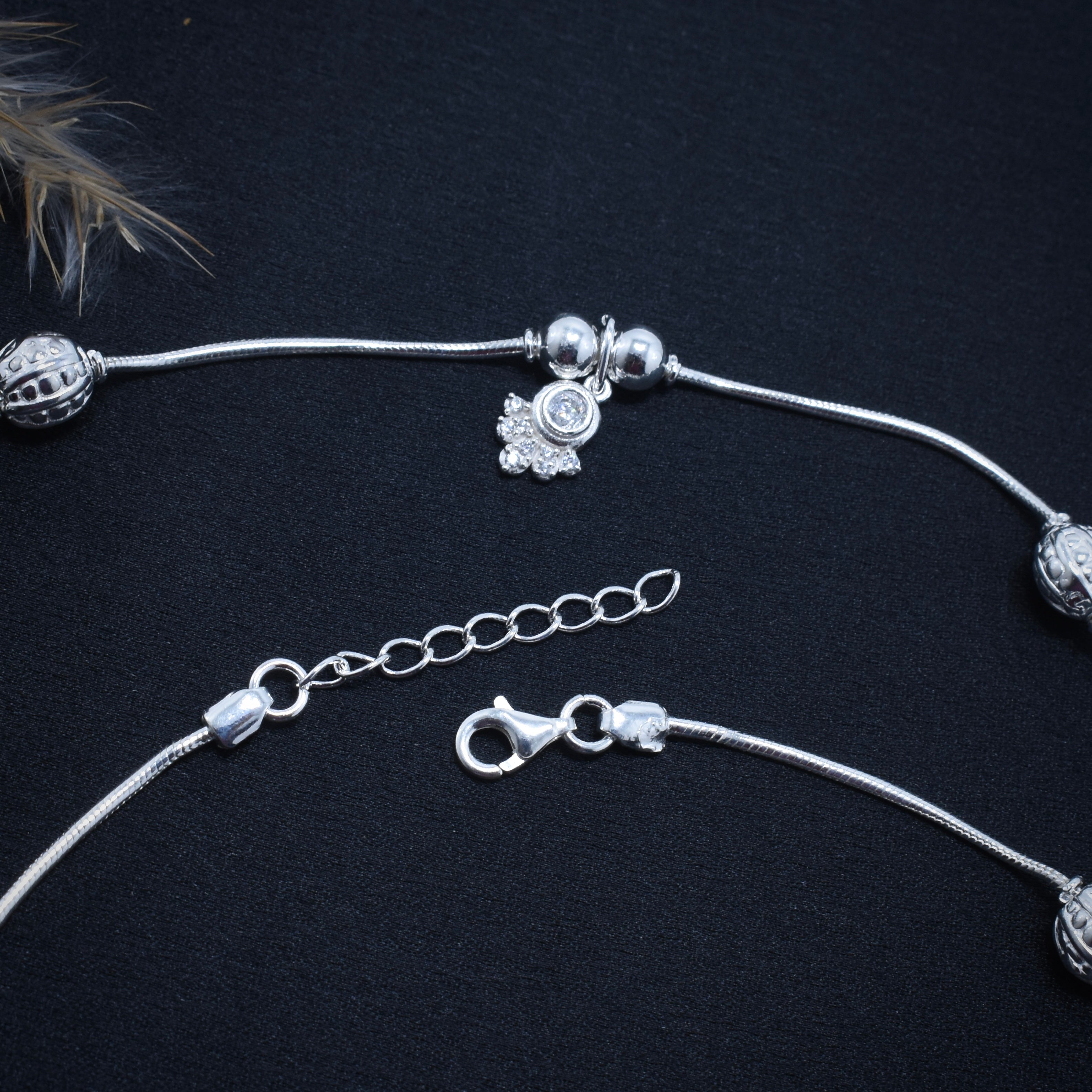 Shimmering Lotus 925 Silver Anklet