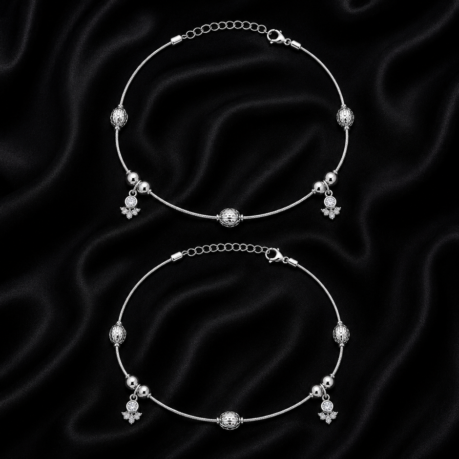 Shimmering Lotus 925 Silver Anklet