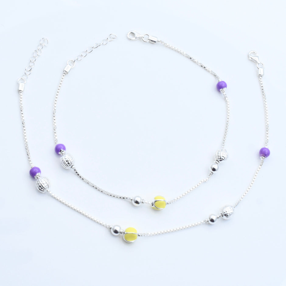 Color Bead Sterling Silver Anklet