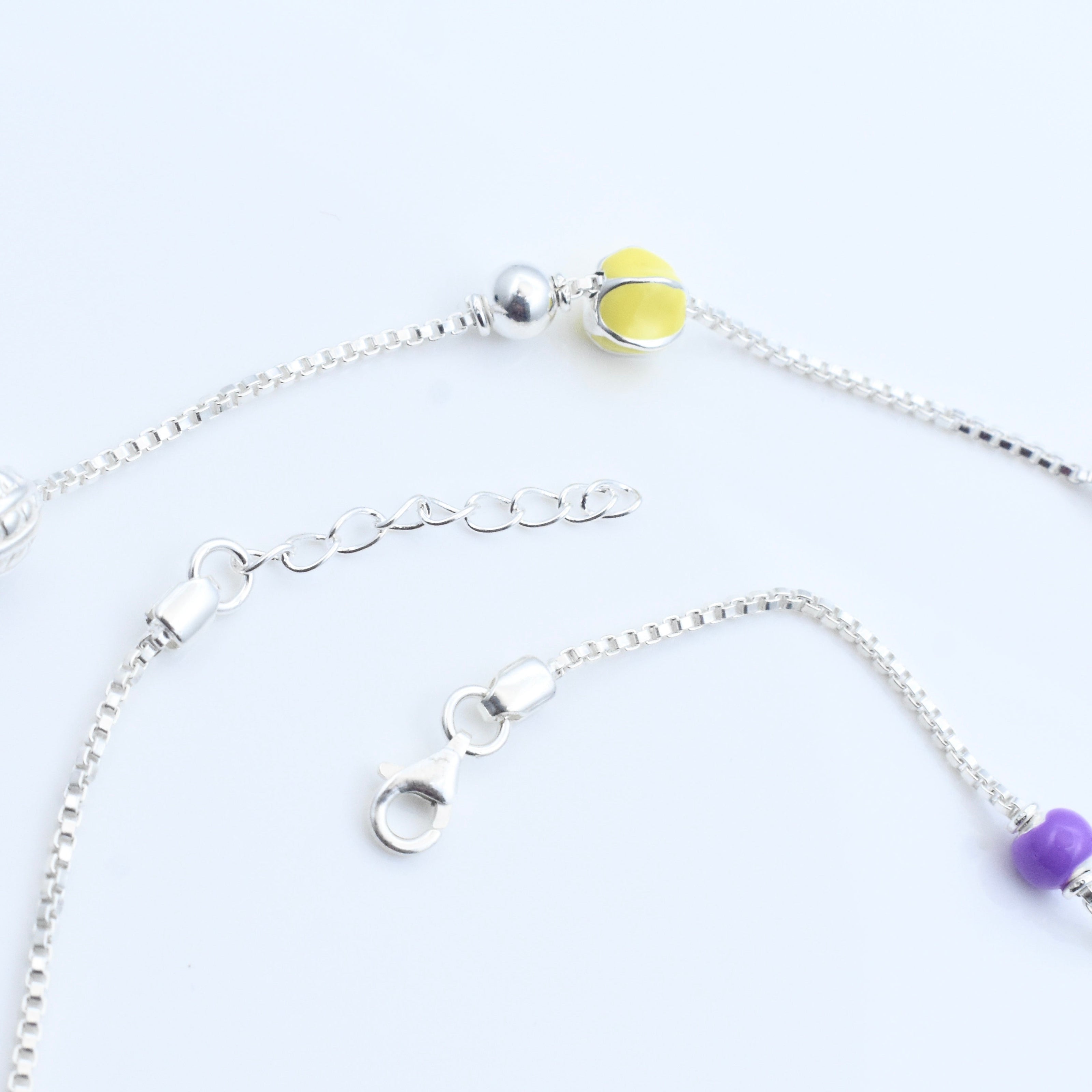 Color Bead Sterling Silver Anklet