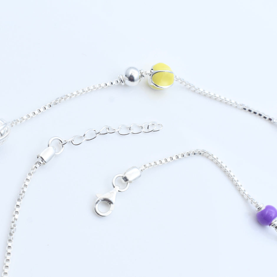 Color Bead Sterling Silver Anklet