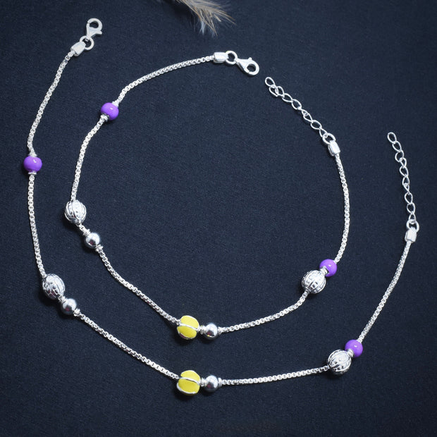 Color Bead Sterling Silver Anklet