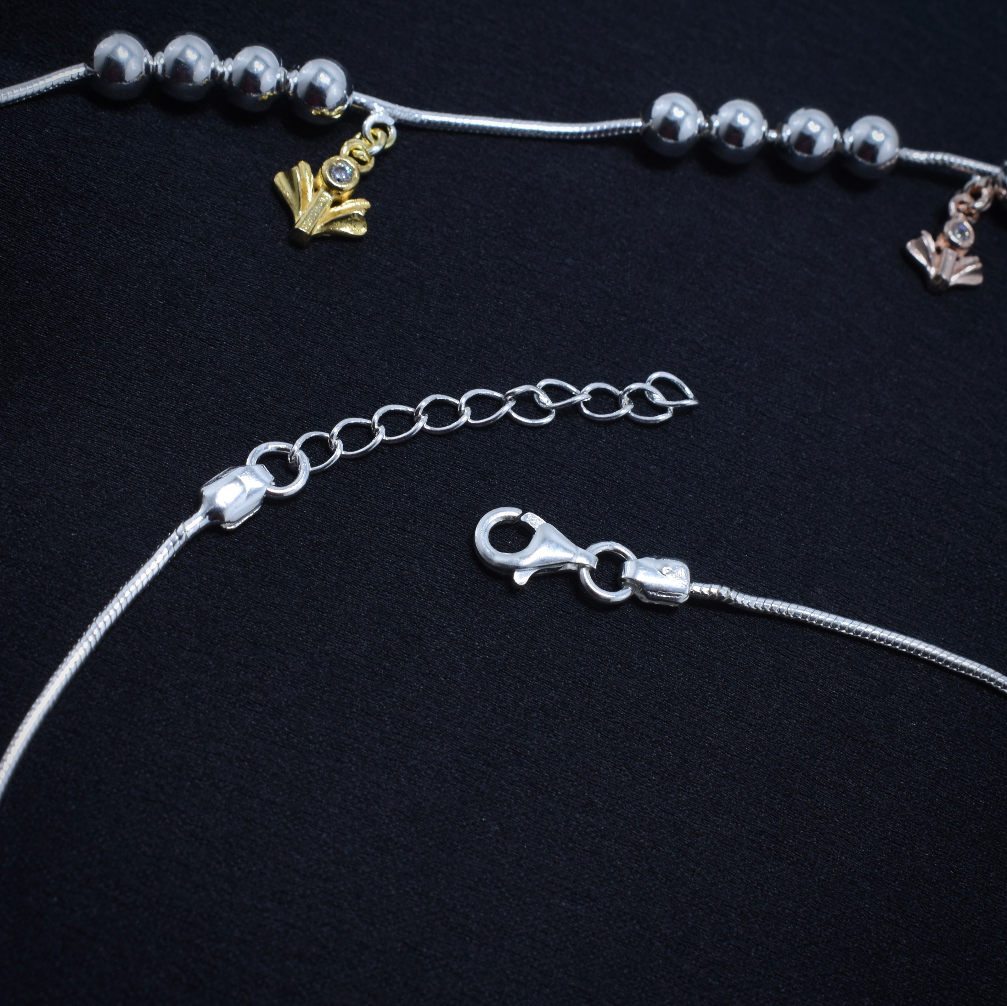 Trio Glow 925 Silver Anklet