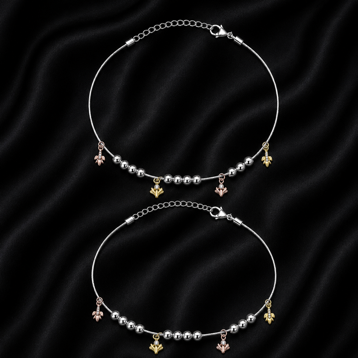Trio Glow 925 Silver Anklet