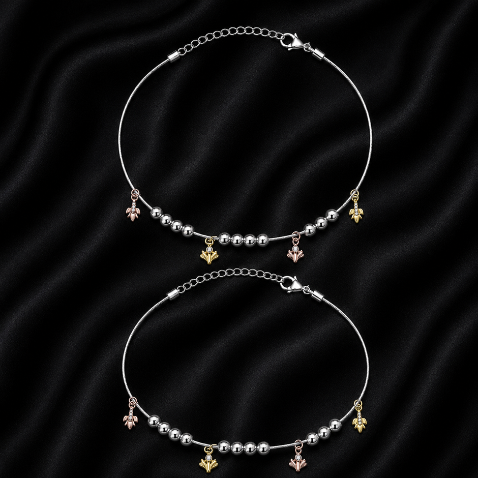 Trio Glow 925 Silver Anklet