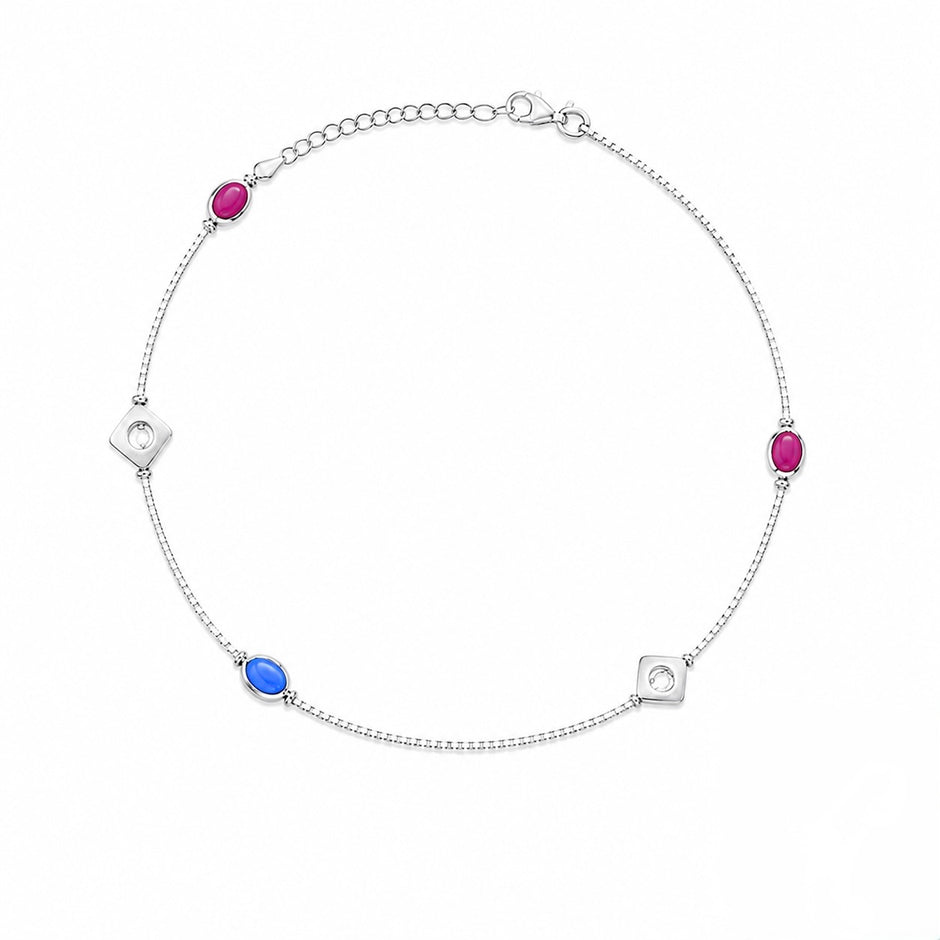 Berry Blue 925 Silver Anklet
