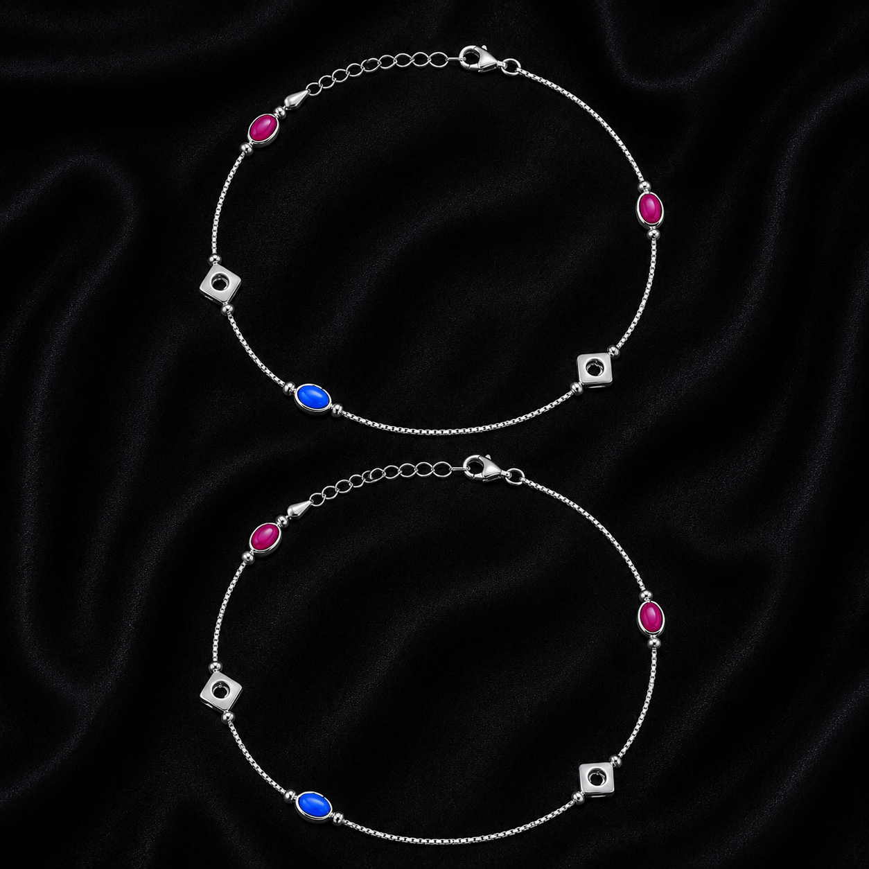 Berry Blue 925 Silver Anklet