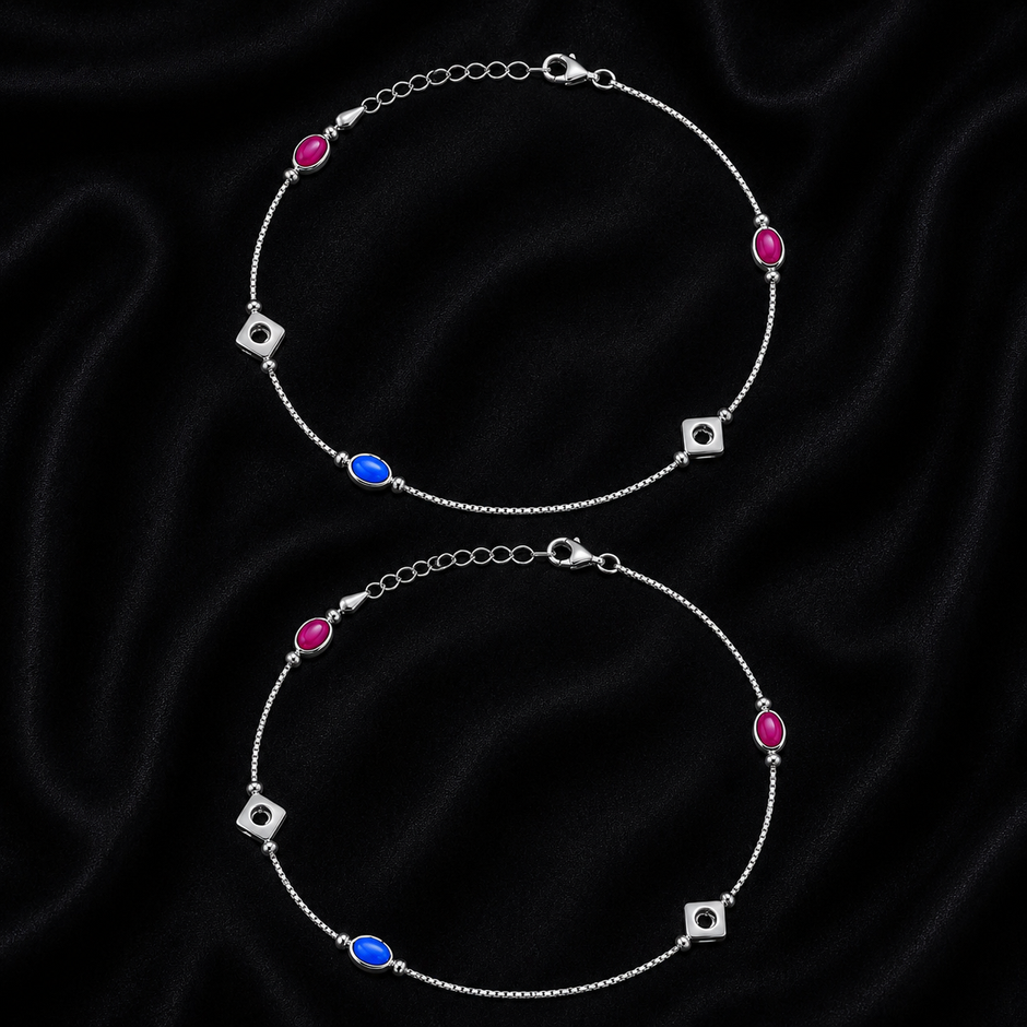 Berry Blue 925 Silver Anklet