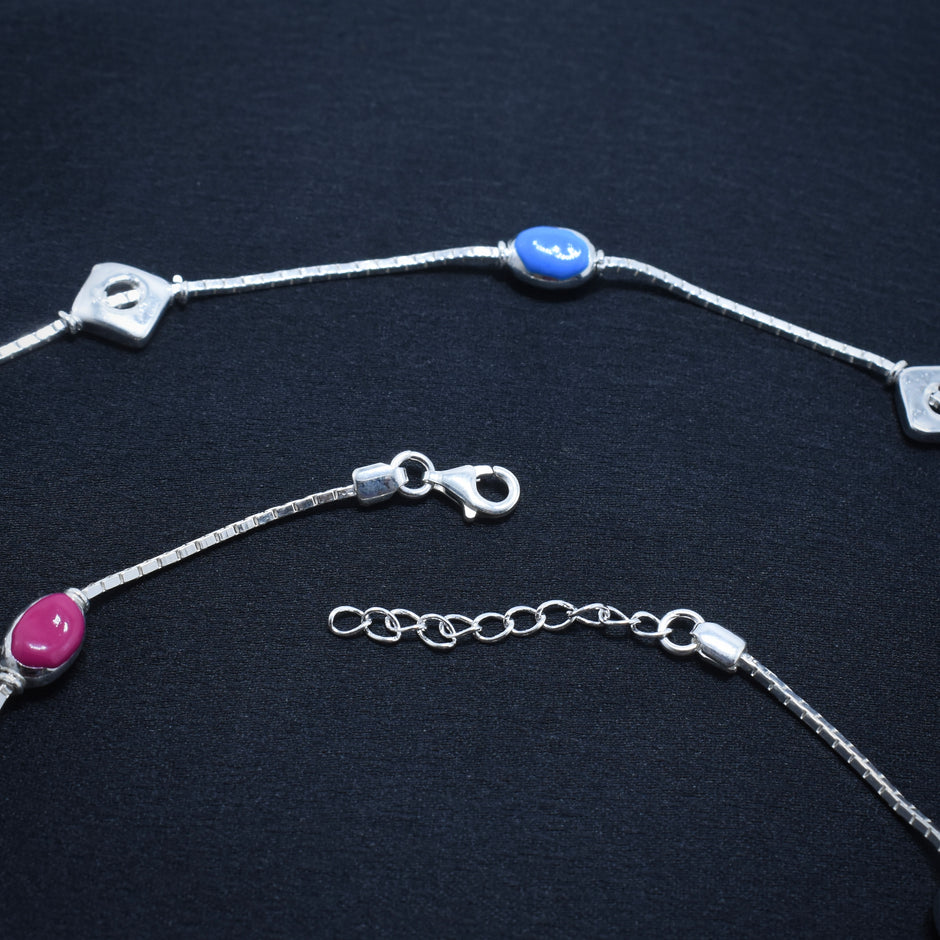 Berry Blue 925 Silver Anklet