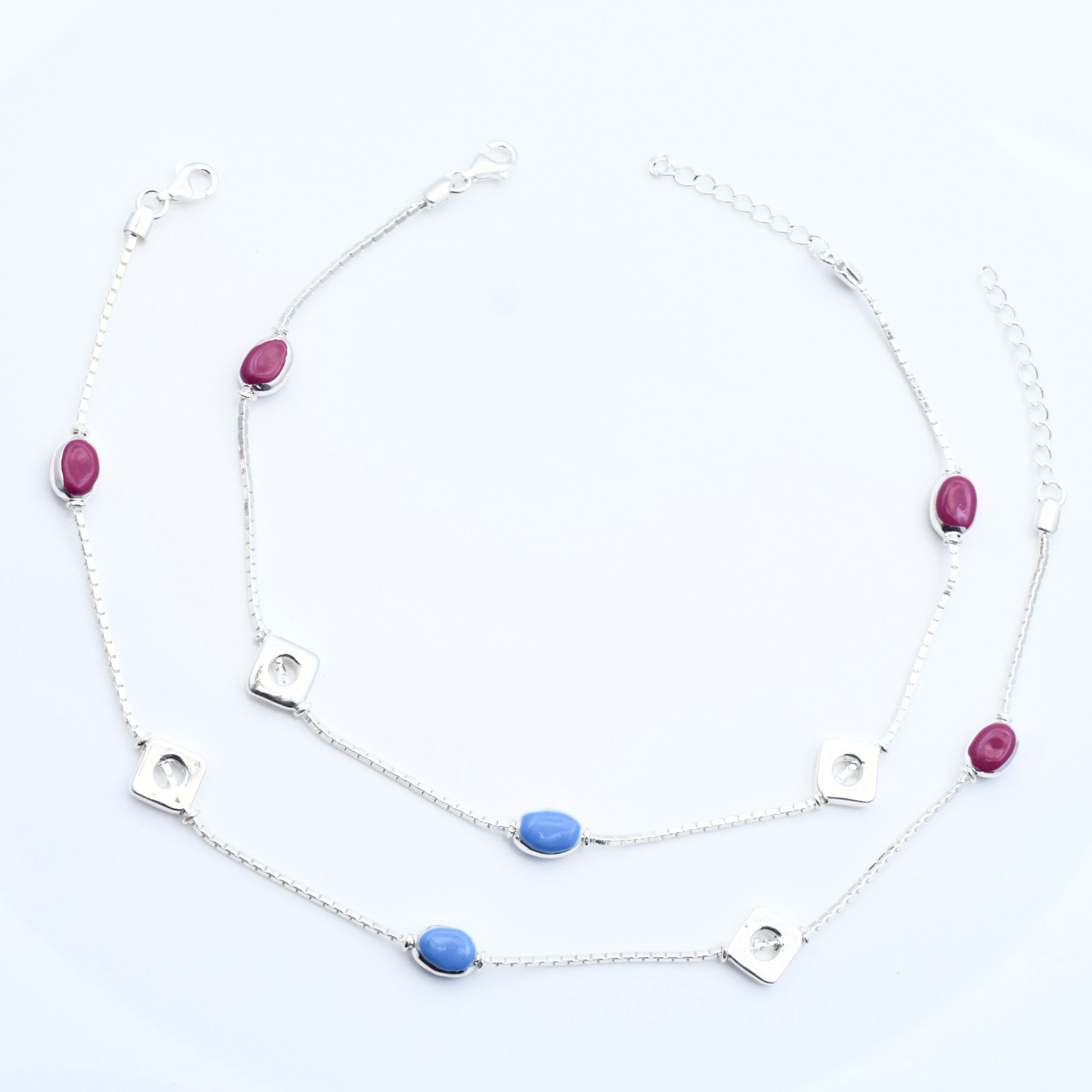 Dual Layer Silver Anklet