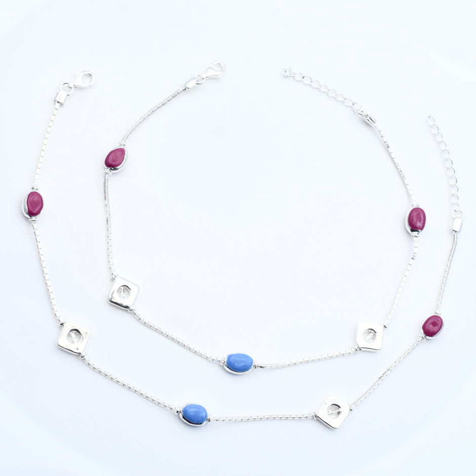 Dual Layer Silver Anklet