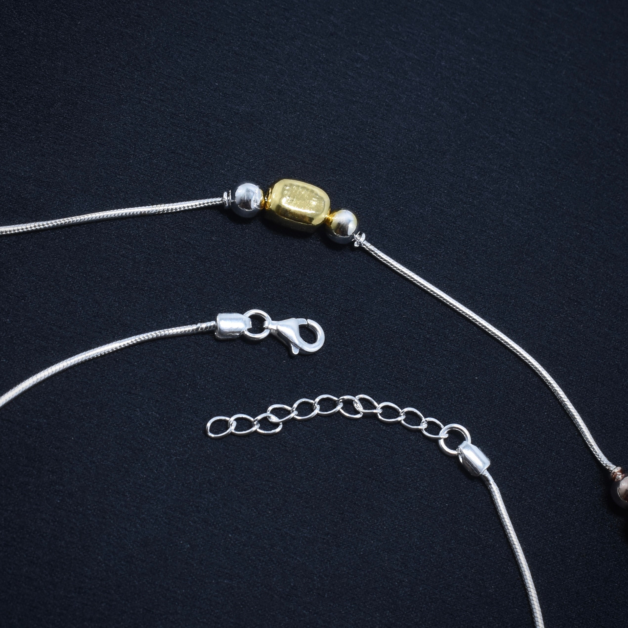 Rose Dual Tone Silver Anklet