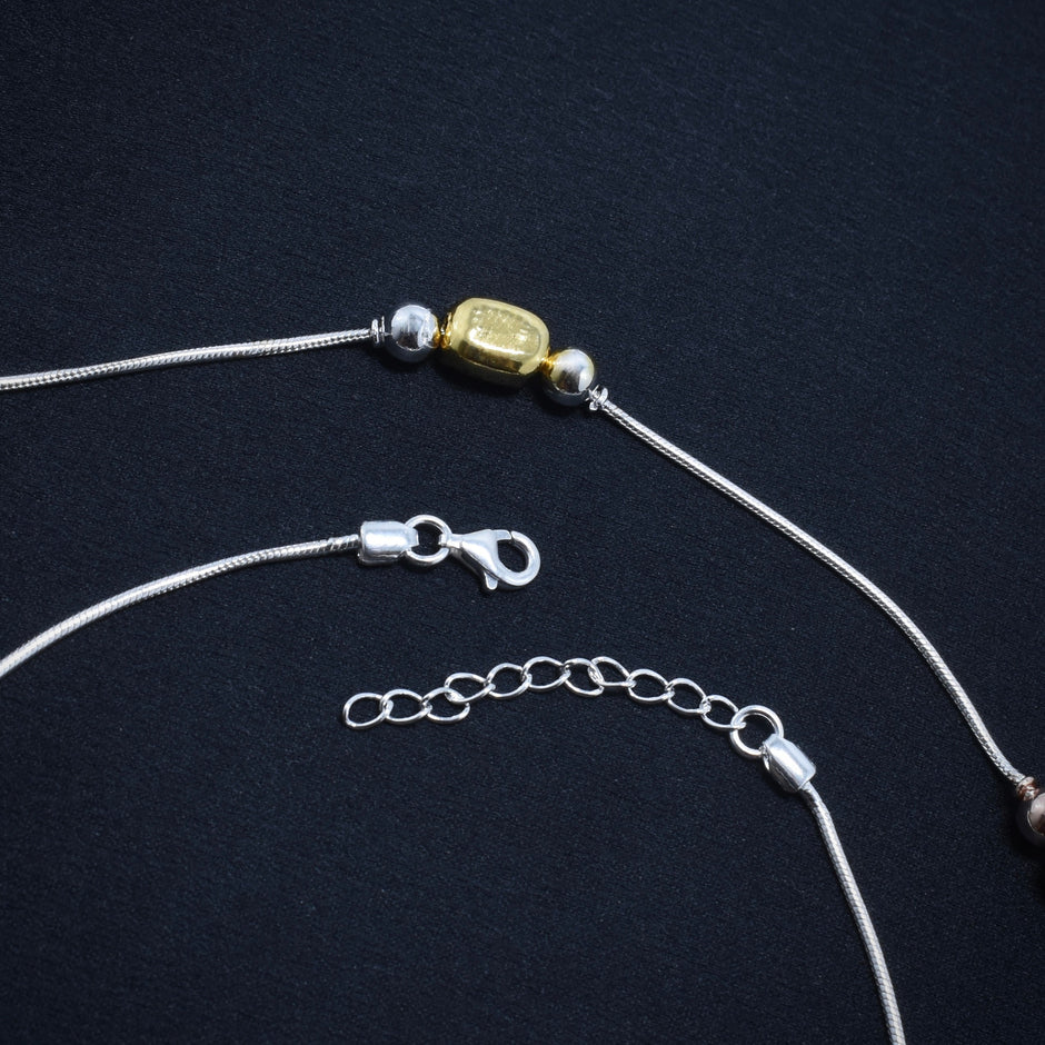 Rose Dual Tone Silver Anklet