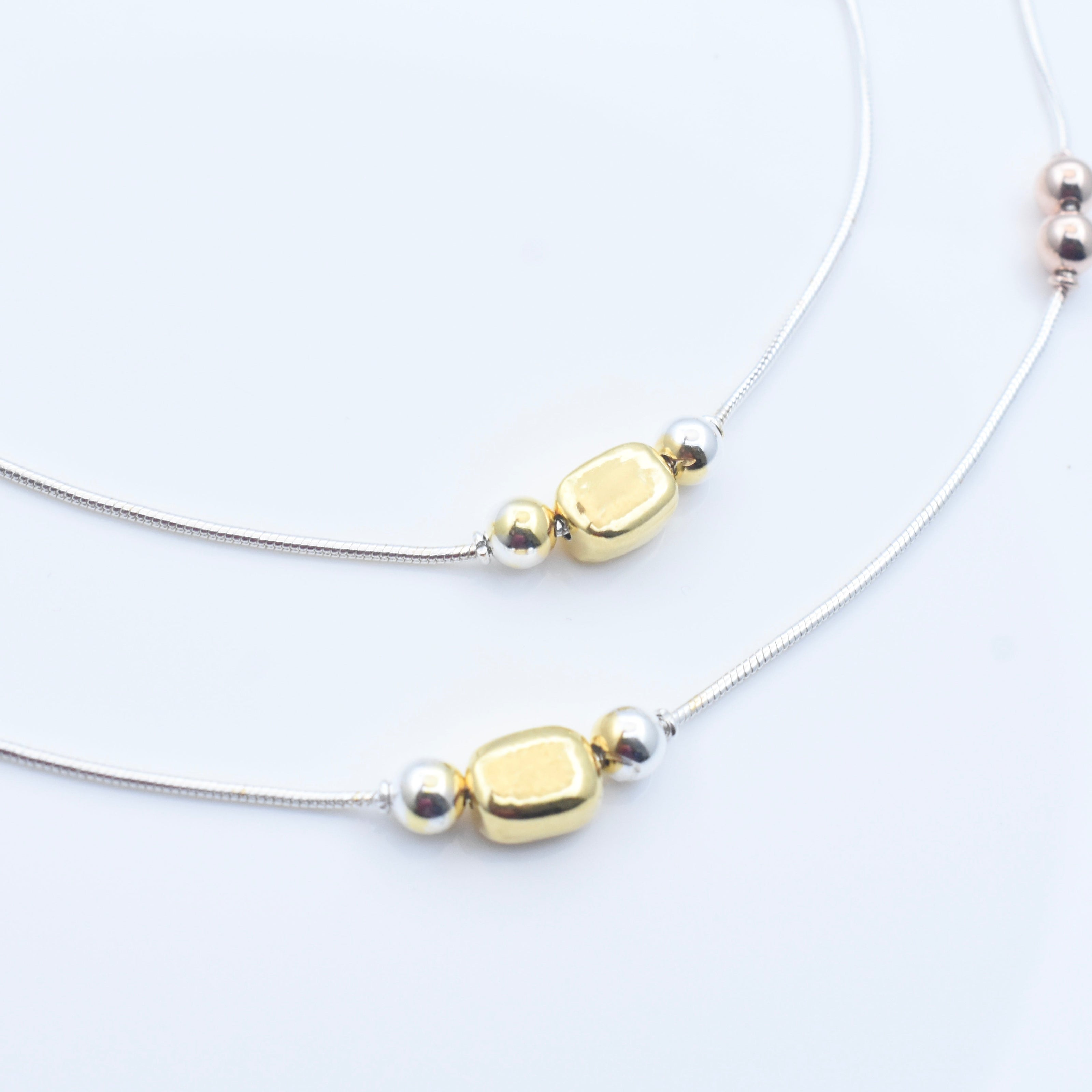 Rose Dual Tone Silver Anklet