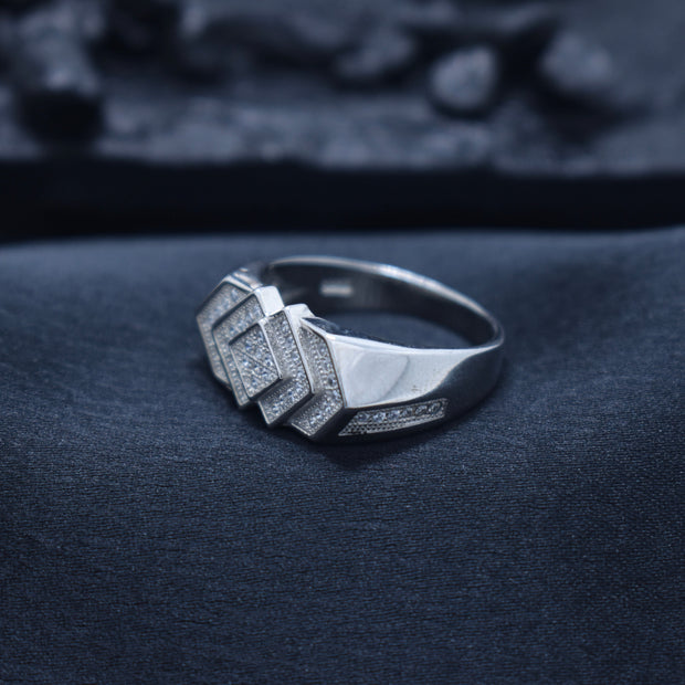 Silver Layered Square Ring