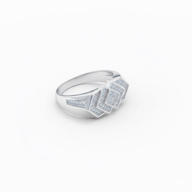 Interlocking Geometric Statement Ring Band