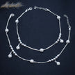 Dual Bead Charm Silver Anklet