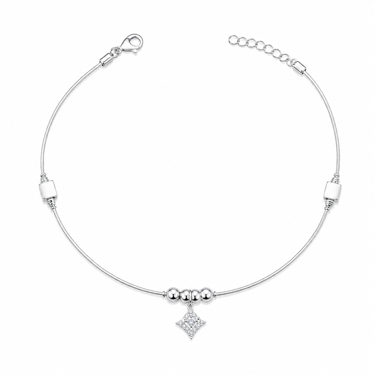 Diamond Prism 925 Silver Anklet