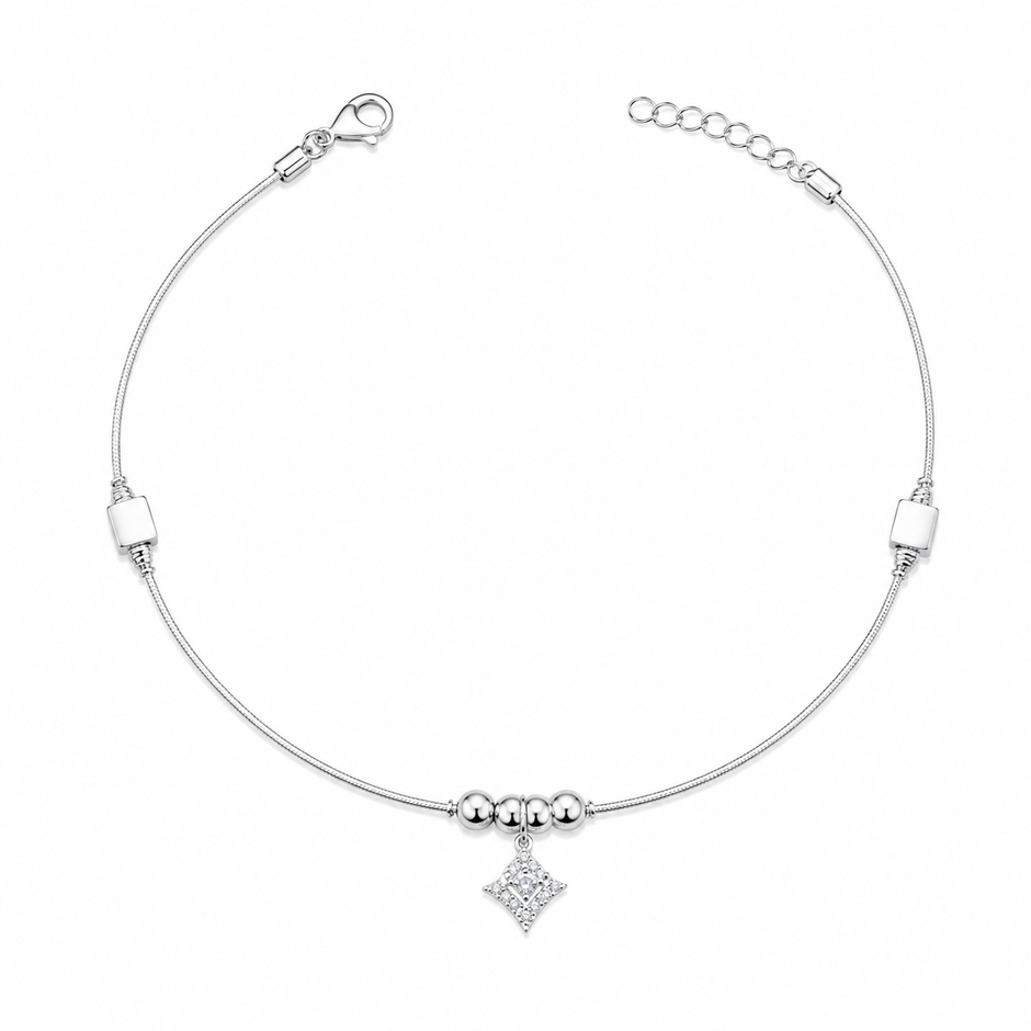 Diamond Prism 925 Silver Anklet