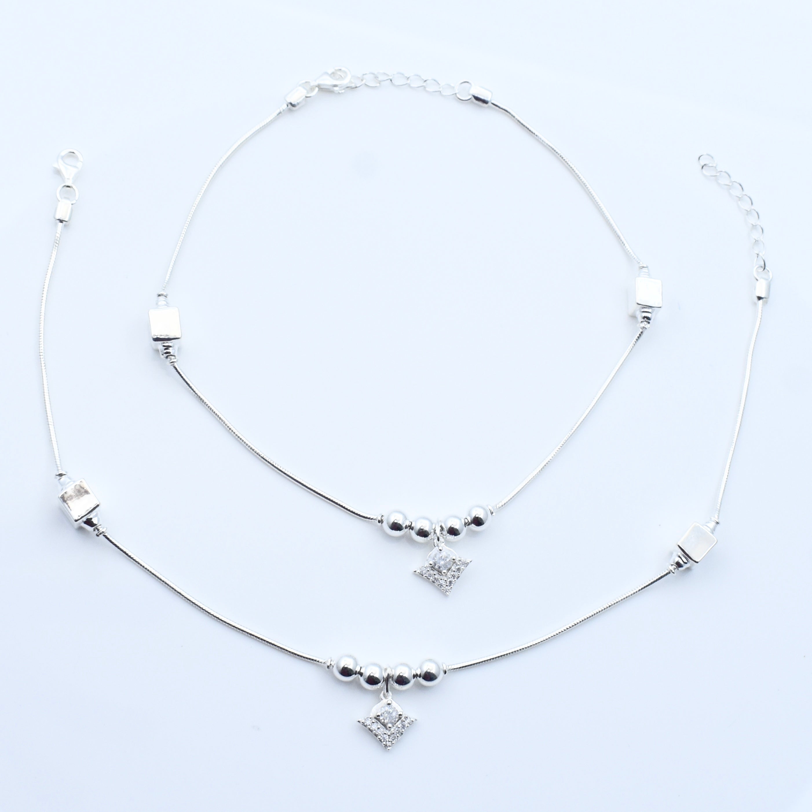 Slender Link Silver Anklet