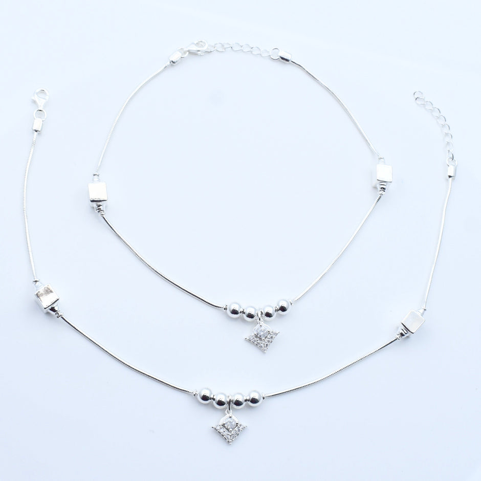 Slender Link Silver Anklet
