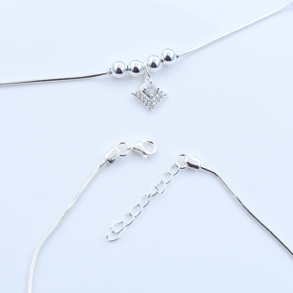 Slender Link Silver Anklet