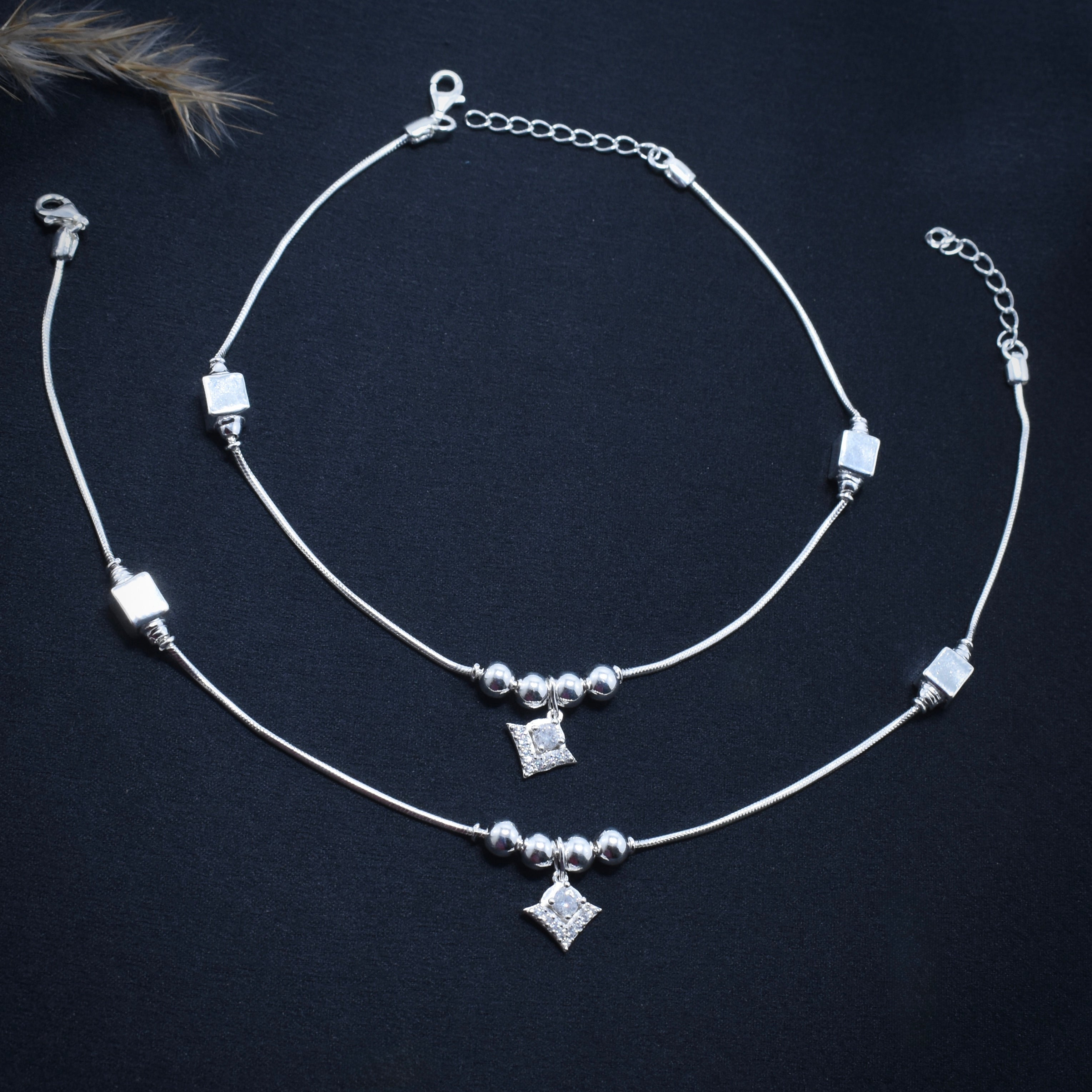 Slender Link Silver Anklet