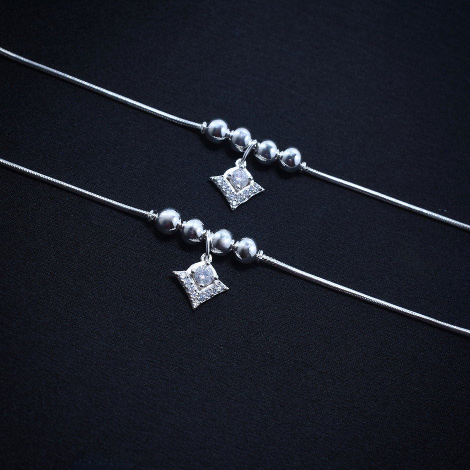 Slender Link Silver Anklet