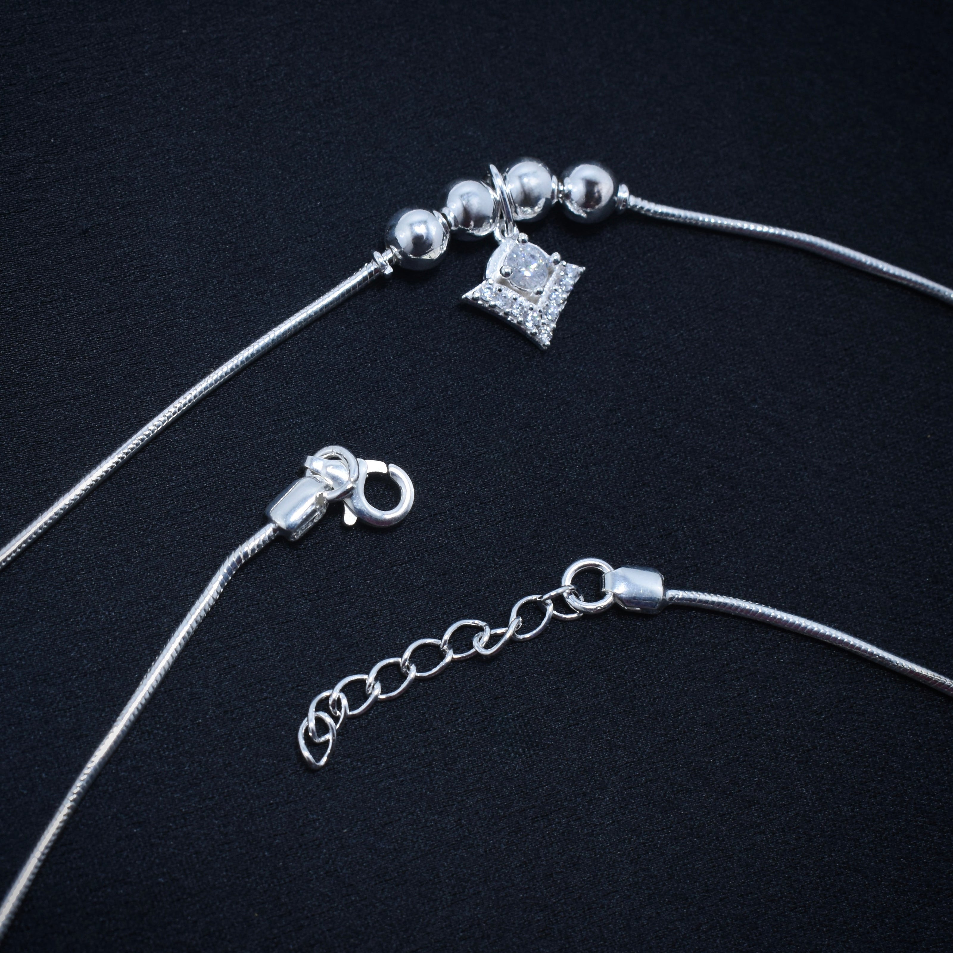 Slender Link Silver Anklet