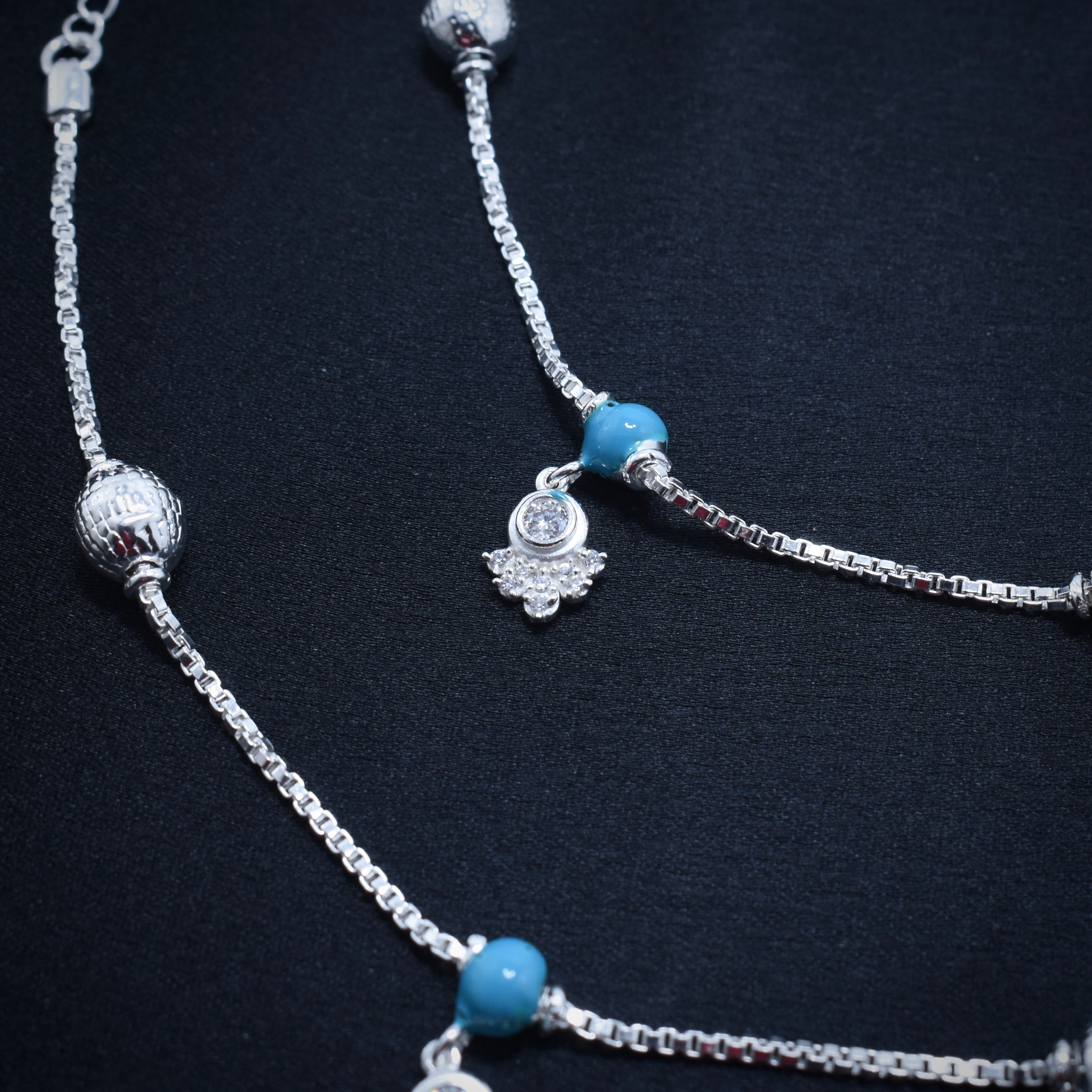 Turquoise Swirl Silver Anklet